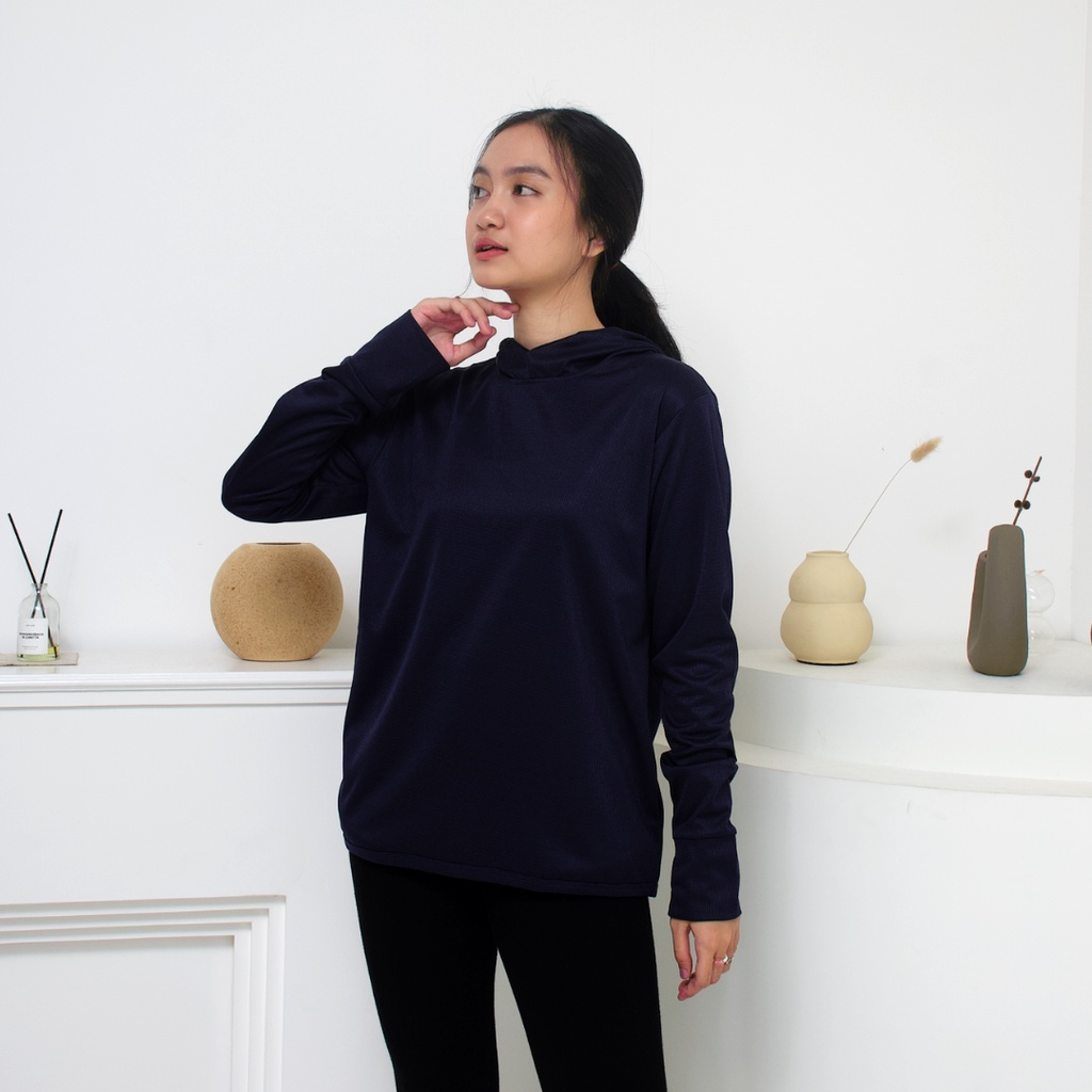 IE.DEMODE Hoodie Wanita Polos Outer Sport Breath Technology Navy-1