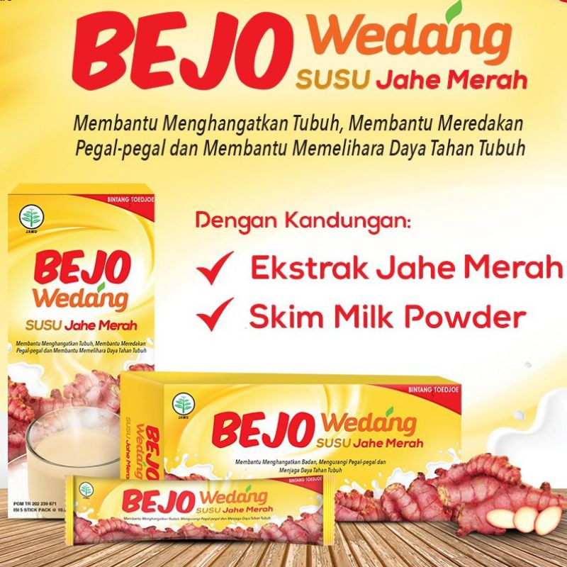 

bejo wedang susu jahe merah hangat 1 box isi 5 pcs