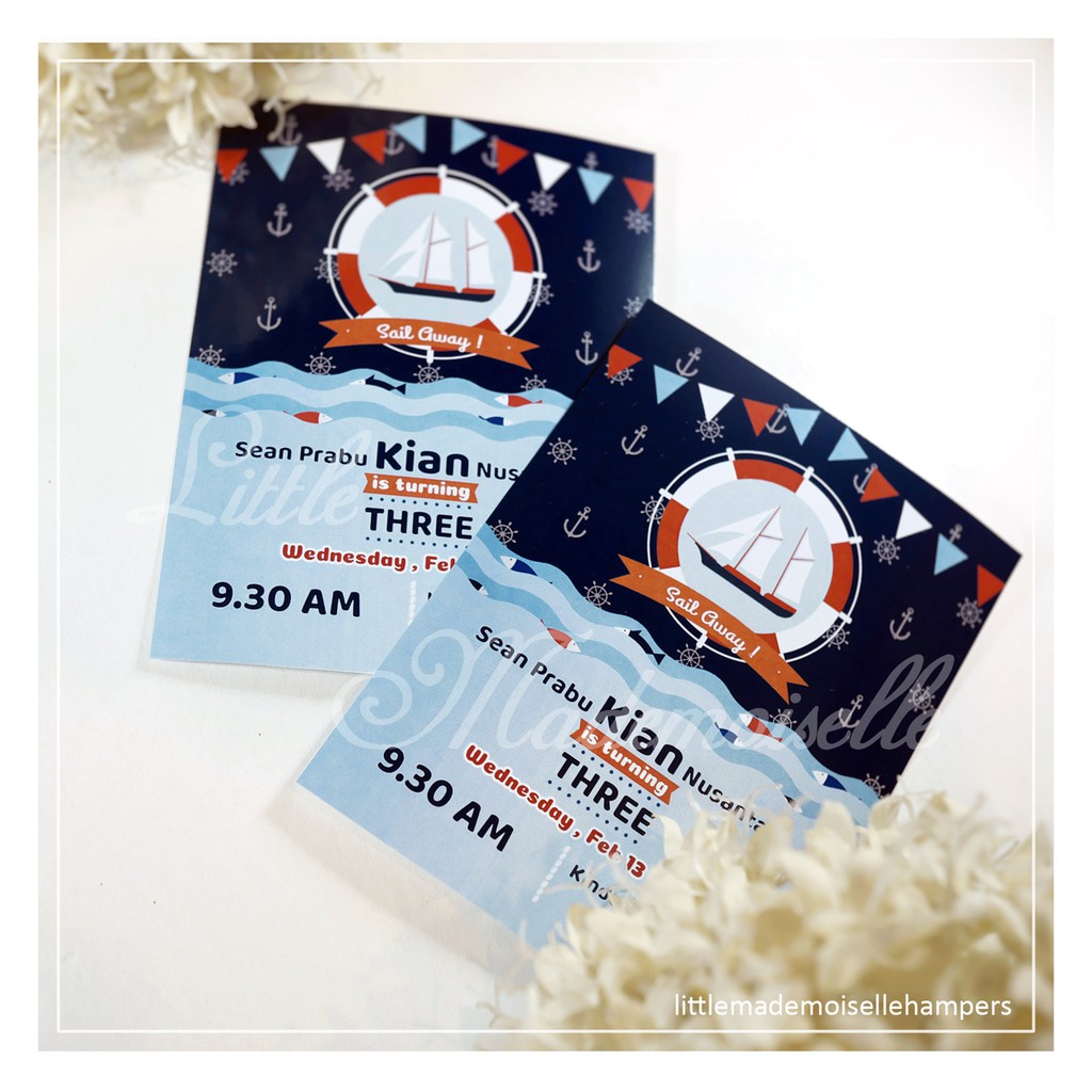 

Invitation / Undangan ulang tahun Nautical Sailor