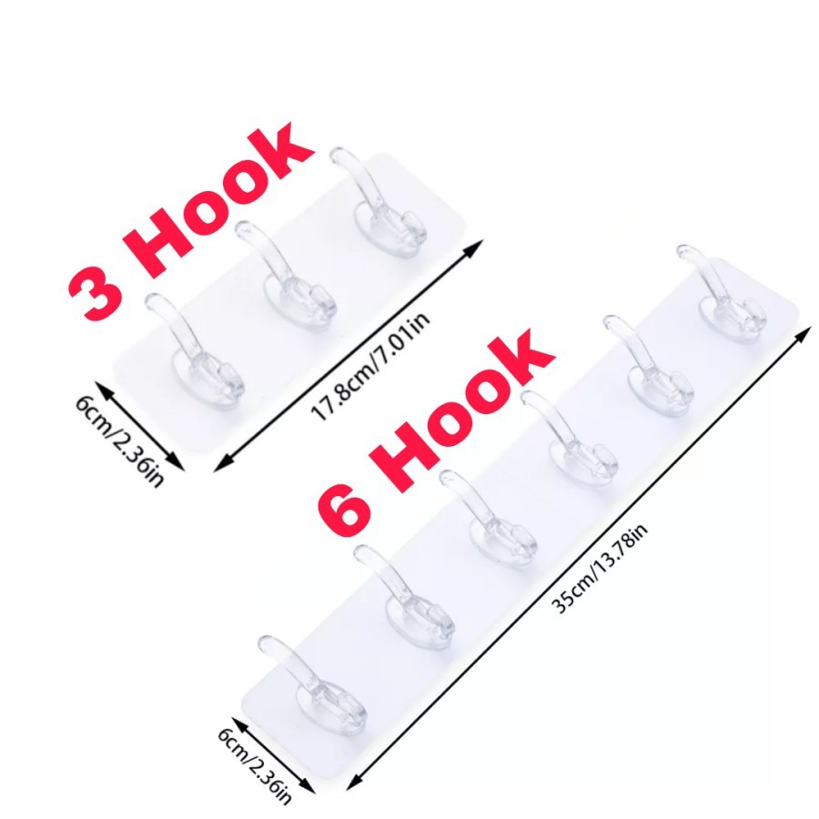 NA - GANTUNGAN BAJU TANPA PAKU 6 HOOK / 3 HOOK / 1 HOOK TEMPEL CANTOLAN HOOK