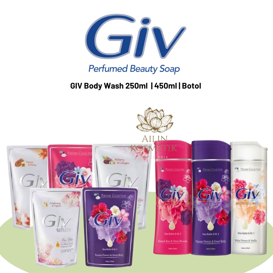 GIV Body Wash 250ml  | 450ml | Botol BPOM ORIGINAL / Giv Sabun Mandi Cair by AILIN