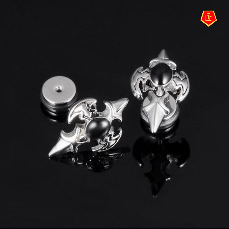 [Ready Stock]Men's Fashion Knight Cross Stud Earrings