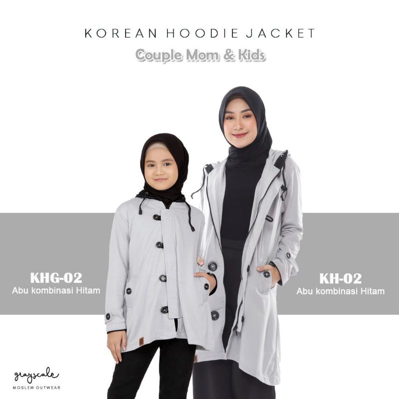 Jaket Couple Ibu dan Anak Perempuan Usia 2, 4, 6, 8, 10 12 Tahun Resleting Kancing Hoodie by Jaket G