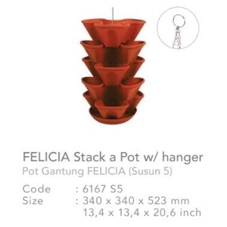 Ready Pot Tanaman gantung Susun 5 + Tatakan Bawah bunga tingkat vertikal s5 Kualitas Terjamin