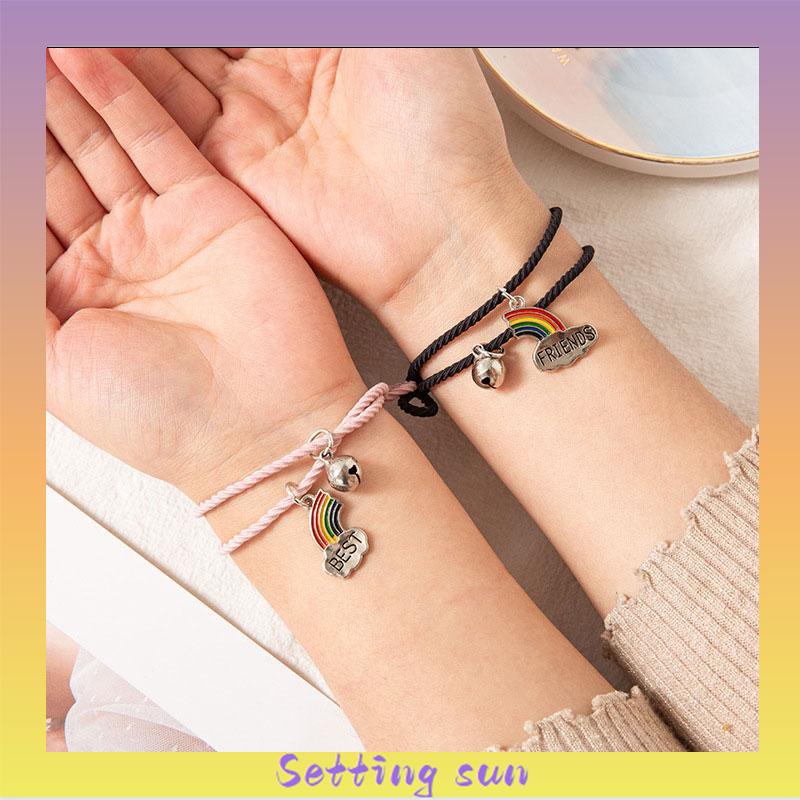 2 Pcs/set Adjustable Magnetic Braided Gelang Pasangan Gaya Etnis Cina TN