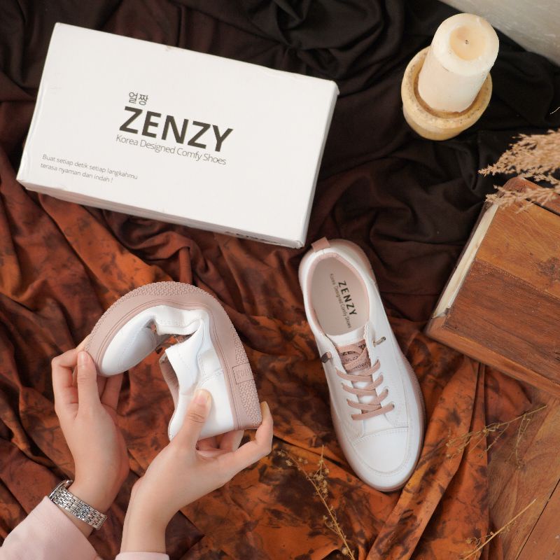 Zenzy Lovas Shoes Korea Design - Sepatu Casual PU Karet-SOFT PINK