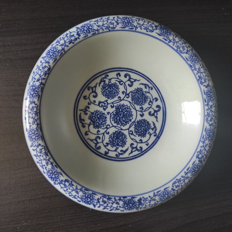 Piring Saji Keramik Biru Putih Kansai diameter 20cm/ Piring saji keramik biru Putih import