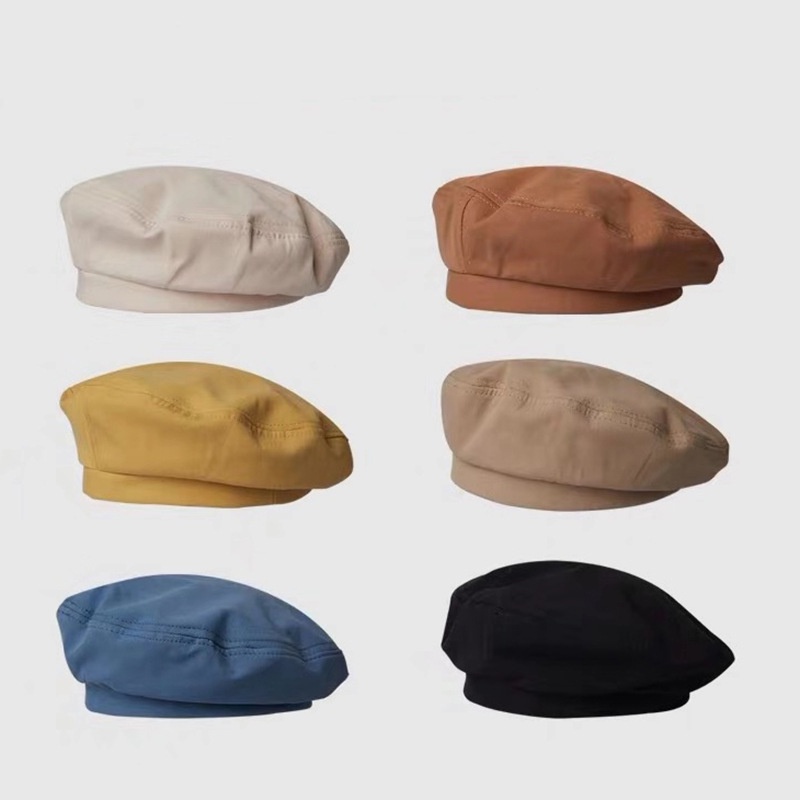 Topi Baret Warna solid Gaya Korea Untuk Wanita