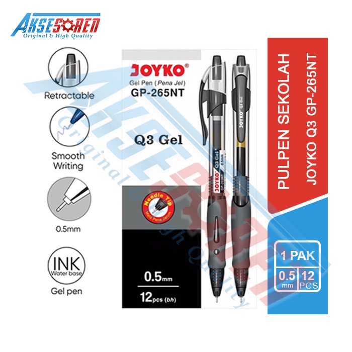 

Pulpen Q3 Gel Joyko [GP-265NT/12 pcs] / Ballpoint Pena Pen [0.5 mm/1 Pack]