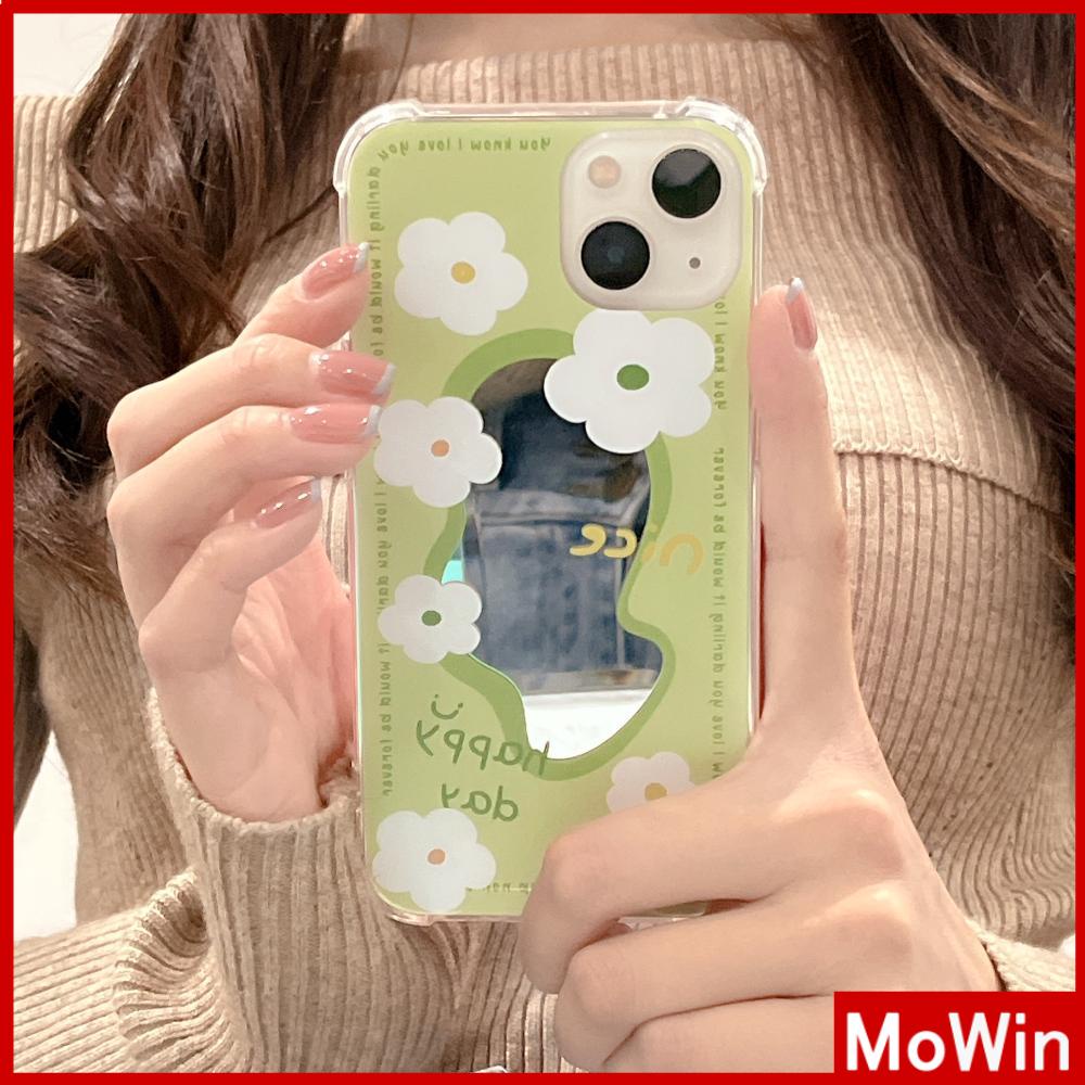 iPhone Case Acrylic HD Makeup Mirror Airbag Shockproof Protection Camera Green Tulip Flowers Compatible For iPhone 11 iPhone 13 Pro Max iPhone 12 Pro Max iPhone 7 Plus iPhone xr