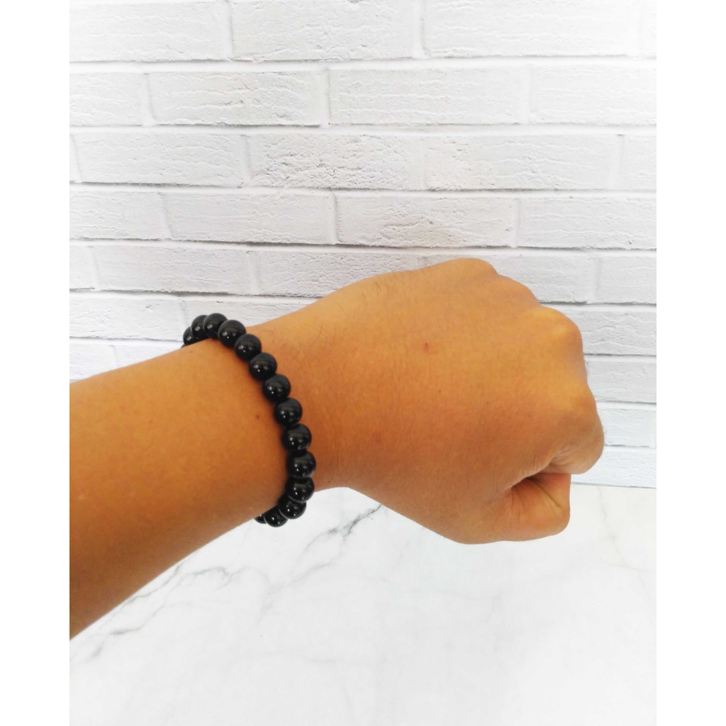 1 Gross (144 Pcs) Gelang Tangan Batu Libat Limbat Bulat Hitam Ukuran Large