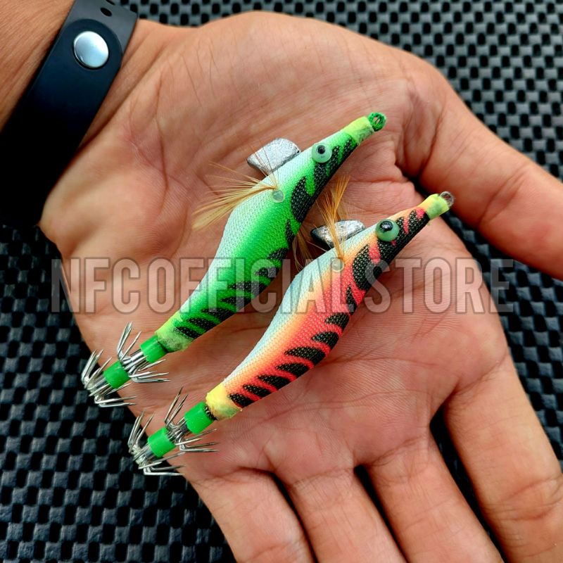 Umpan pancing cumi bentuk udang Egi 8,5 cm 8 gram GID Glow in the dark