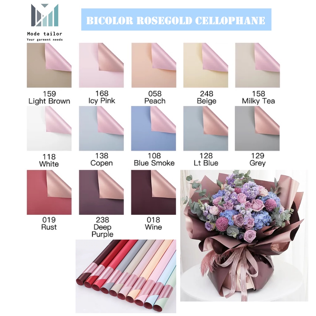 

(Lembaran) Flower Wrapping Bicolor Rosegold Cellophane/Kertas Buket/Flower Wrapping