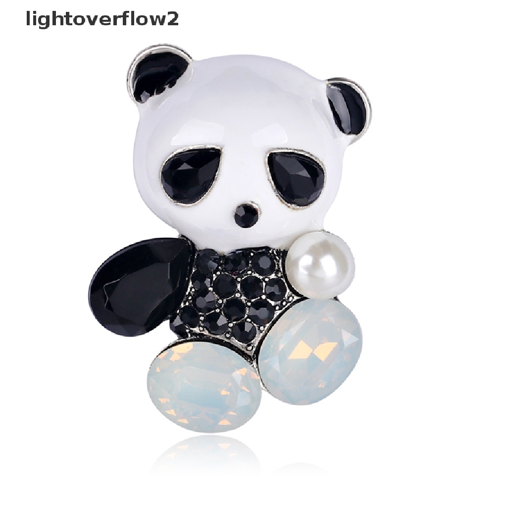 (lightoverflow2) Bros Pin Enamel Desain Panda Hias Kristal Untuk Pengantin Wanita