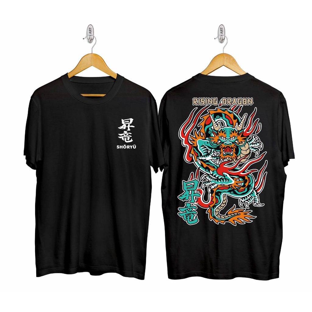 BAJU KAOS DRAGON SHORYU HITAM PUTIH/KAOS NAGA SAMURAI//KAOS OBLONG/KAOS TERBARU/KAOS BAYAR DI TEMPAT