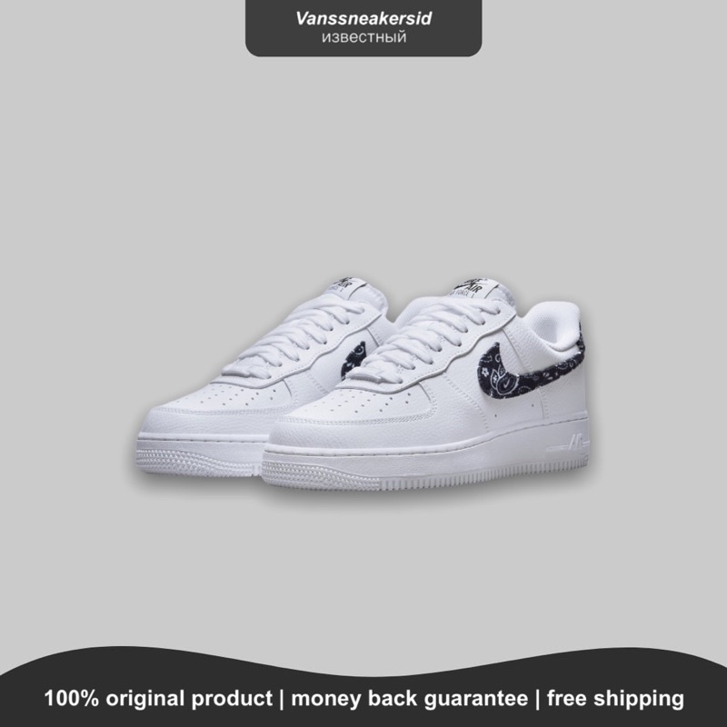 NIKE AIR FORCE 1 PAISLEY WHITE BLACK SWOOSH ORIGINAL