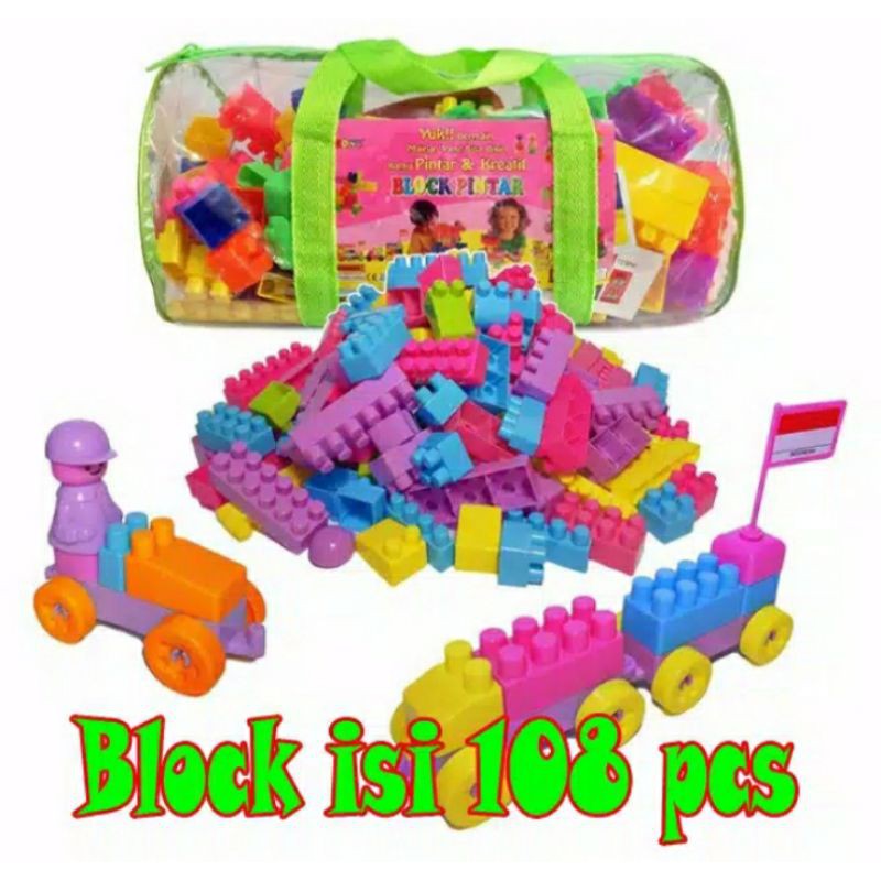 MAINAN EDUKASI BLOCK SUSUN PINTAR ISI 108 PCS