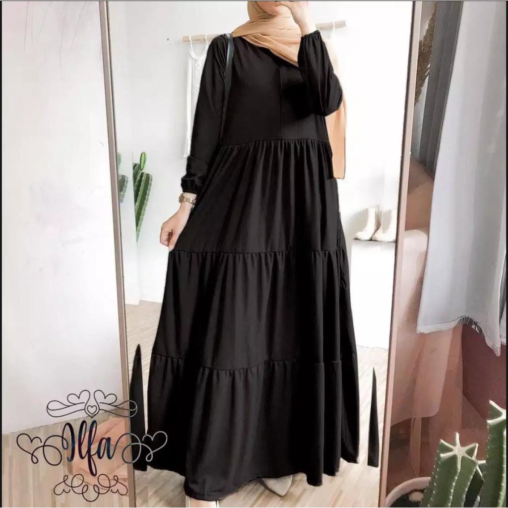 Gamis Rempel Susun Bahan Crinkle / Busana Muslimah Terbaru / Gamis Terbaru