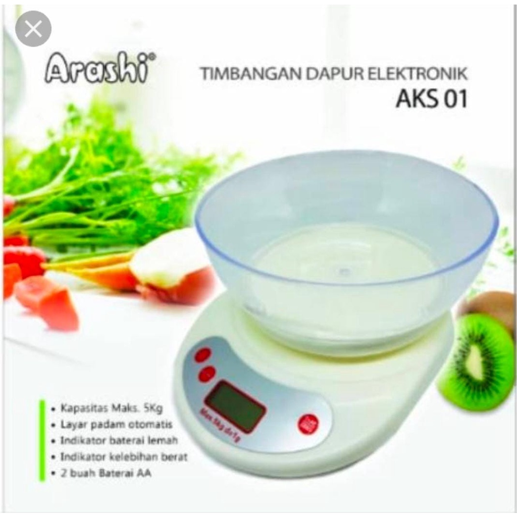 Timbangan Dapur Digital Mangkok 5 kg Arashi AKS 01/ Timbangan Kopi, Kue 5 kg/ Kitchen scale