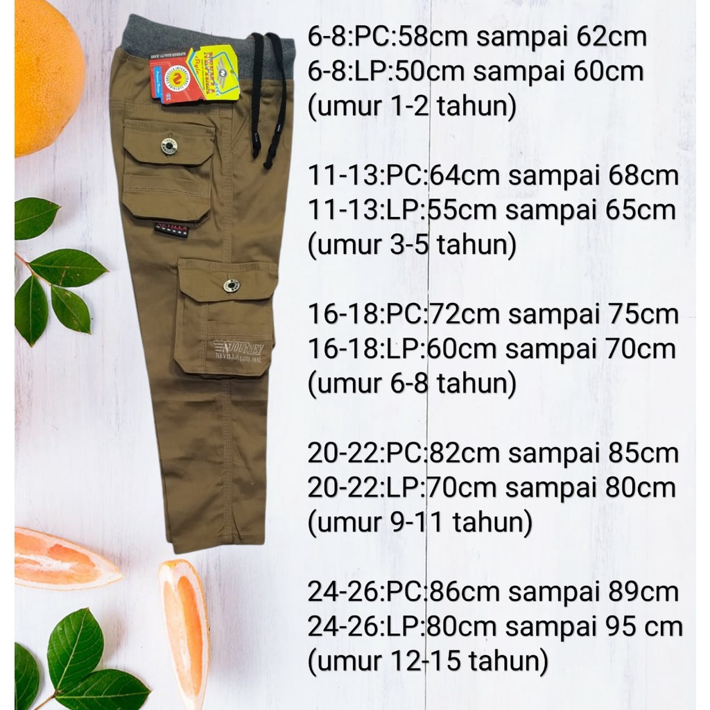 Celana Cargo Panjang anak laki-laki Kolor tali Celana panjang cargo tanggung Remaja SD SMP Size 2th sampai 15th