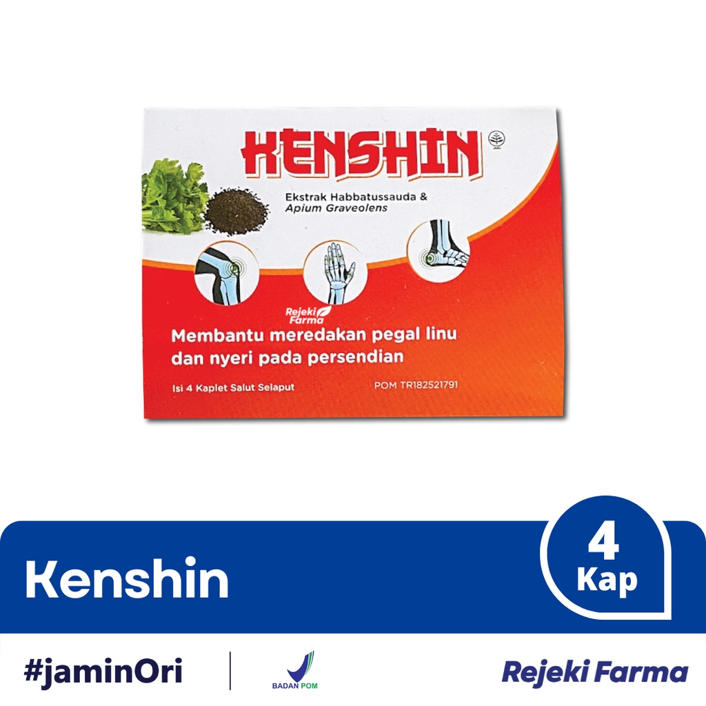 KENSHIN 1 Strip isi 4 Kaplet - HENSHIN Obat Meredakan Pegal Linu Sendi