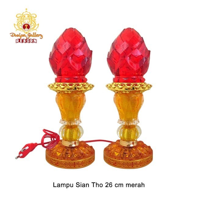 Lampu altar sembahyang LED Sian Tho 26 cm merah