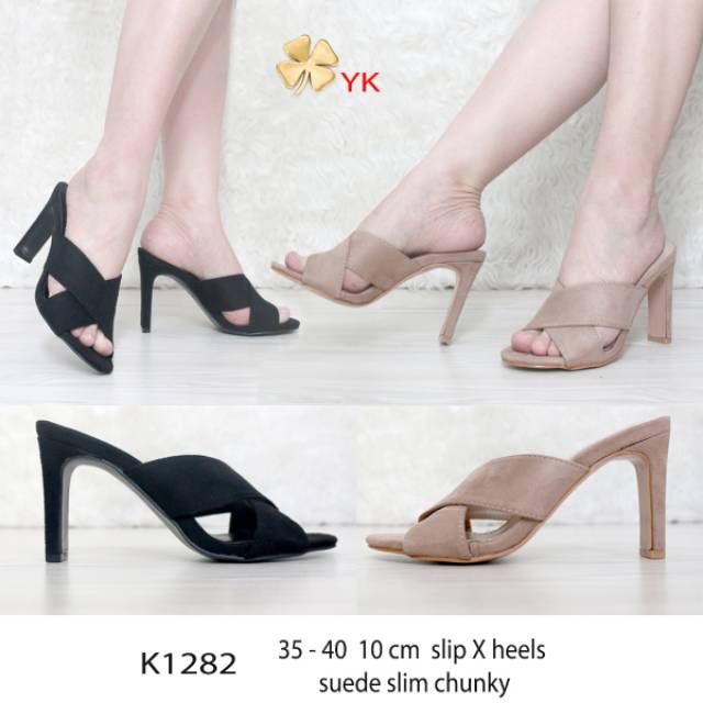 Ykshoes 1282 heels 10CM XSTRAPPY BIG chunky HEELS BLACK HEELS BROWN HEELS suede sandal hak TALI BESA