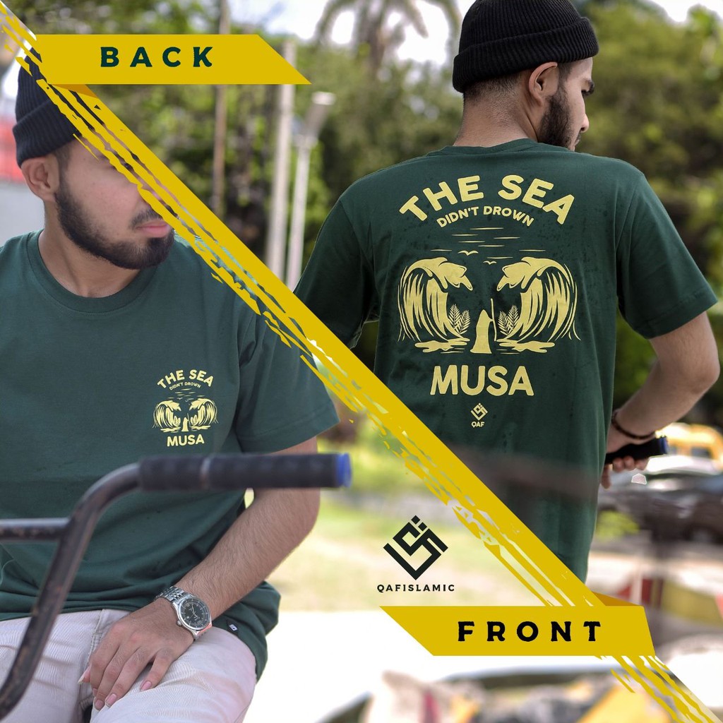 Kaos Muslim Pria Unik : Qaf Apparel Original Sejarah Islam  Ukuran M,L,XL,XXL Nabi Musa