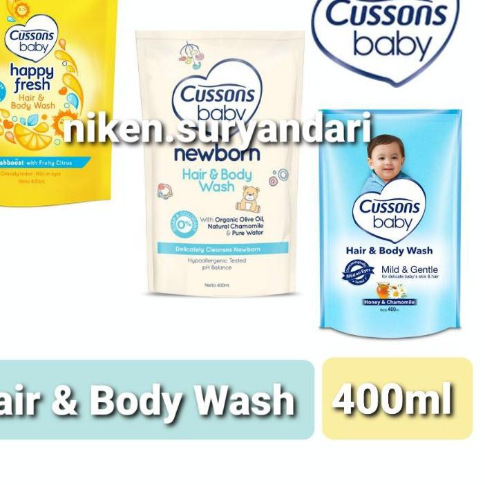 >COD.E-0569 Cussons Baby Happy Fresh / Newborn / Mild & Gentle 2in1 Hair and Body Wash 400ml 400 m