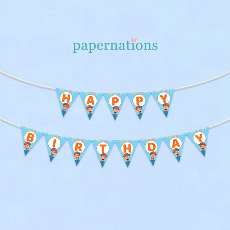 Banner Happy Birthday Blippi / Bunting Flag Blippi