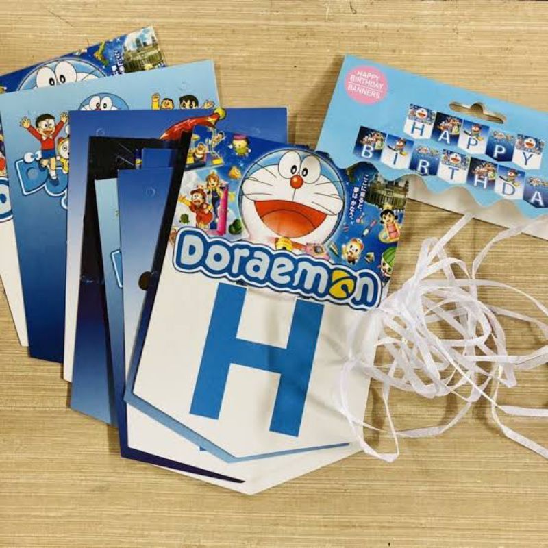 Banner Happy Birthday Karakter Doraemon/Banner Ulang Tahun
