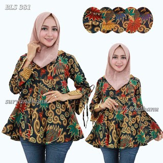 BAJU BATIK WANITA MODEL BLUS CANTIK MASA KINI BLS 381