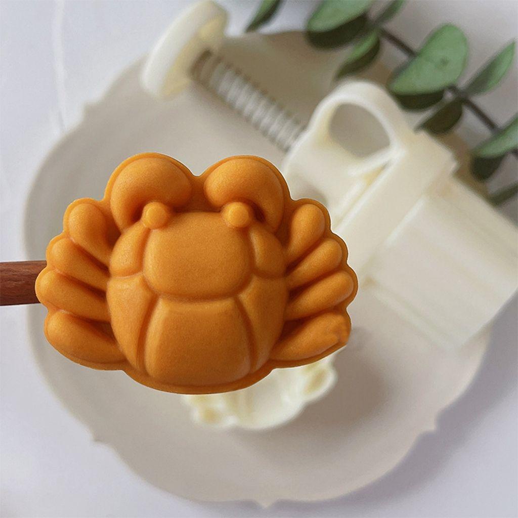 [Elegan] Cetakan Mooncake Mini Kreatif Membuat Kue Kering Dessert DIY Ikan, Hadiah, Pola Kepiting Manual Dekorasi Kue