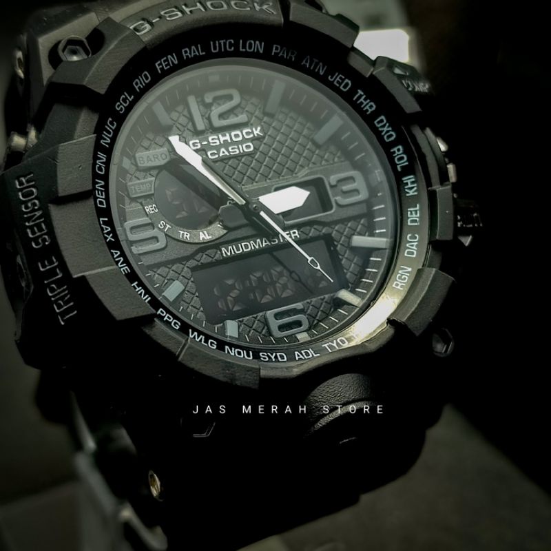 JAM TANGAN PRIA CASIO G-SHOCK ABU - ABU GWG 1000  EXLUSIF TALI HITAM DUALTIME TAHAN AIR GRADE A+