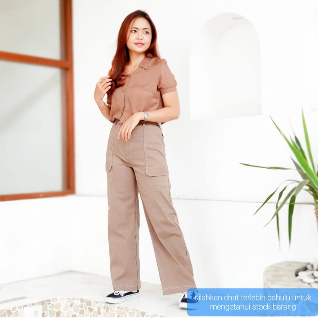 CELANA JEANS KULOT HIGHWAIST LINEN FASHION PANJANG WANITA POLOS MURAH