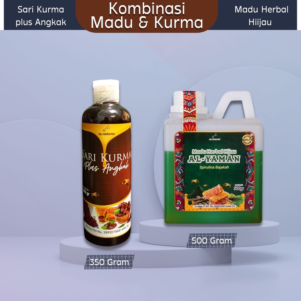 Paket Sari Kurma Plus Angkak untuk DBD dan TYPUS Dan Madu Herbal Hijau Al Yaman Untuk Kesehatan Lambung Mengatasi Penyakit Lambung