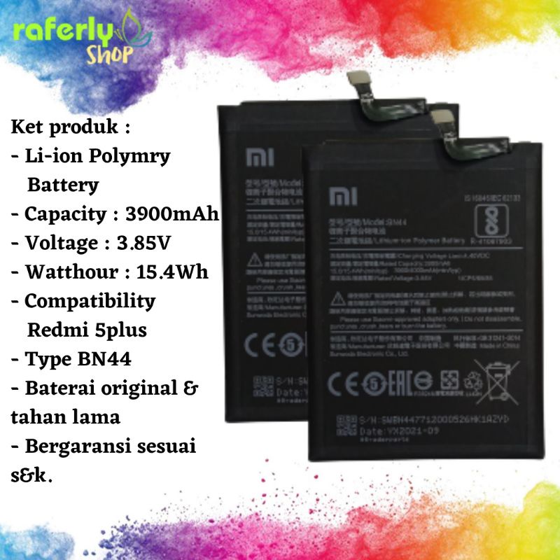 RAFERLYSHOP BATRAI / BATRE / BATERAI REDMI 5 PLUS BN44