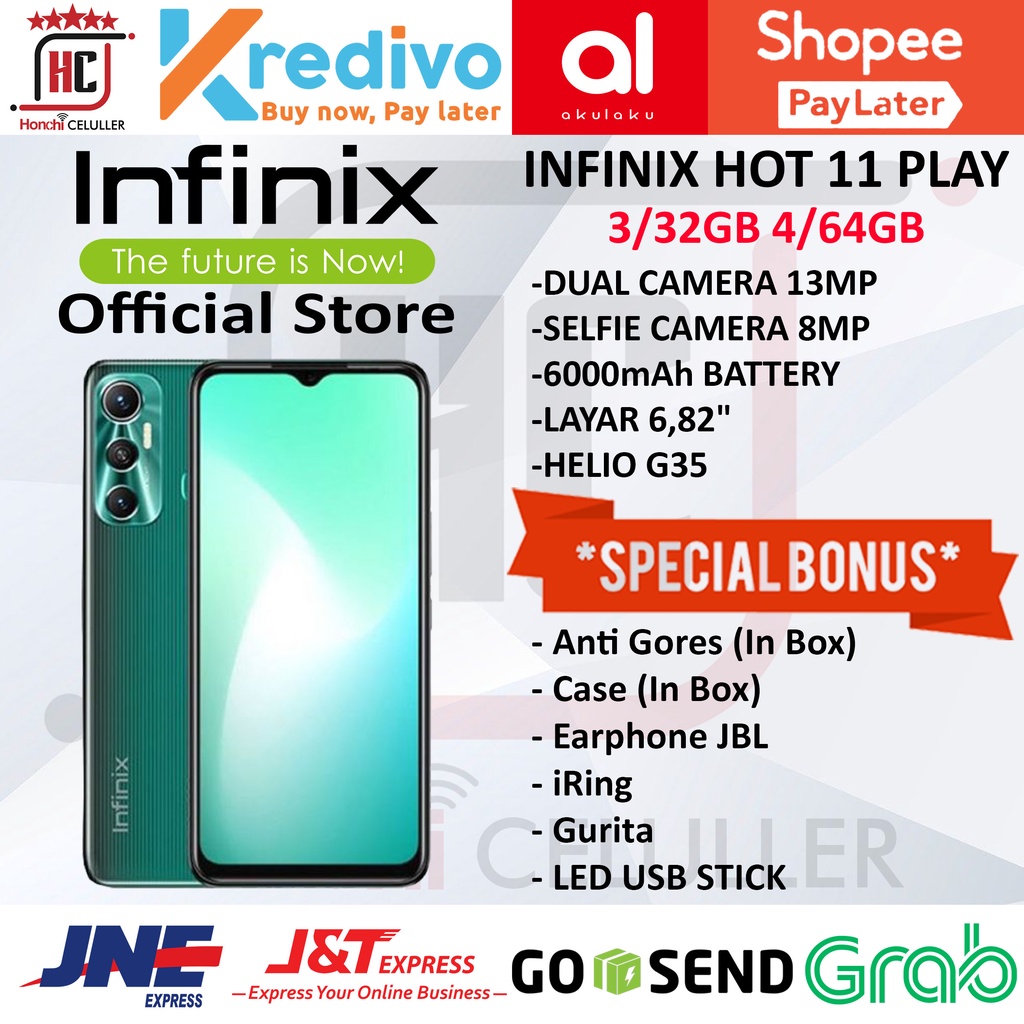 INFINIX HOT 11 PLAY 4/64 GB 4 64 3 32 GARANSI RESMI INFINIX INDONESIA