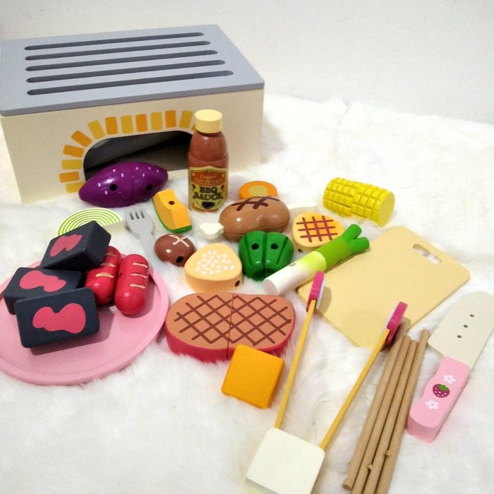 BBQ Set Mainan Kayu Wooden Toys Pretend Play Mainan Edukasi