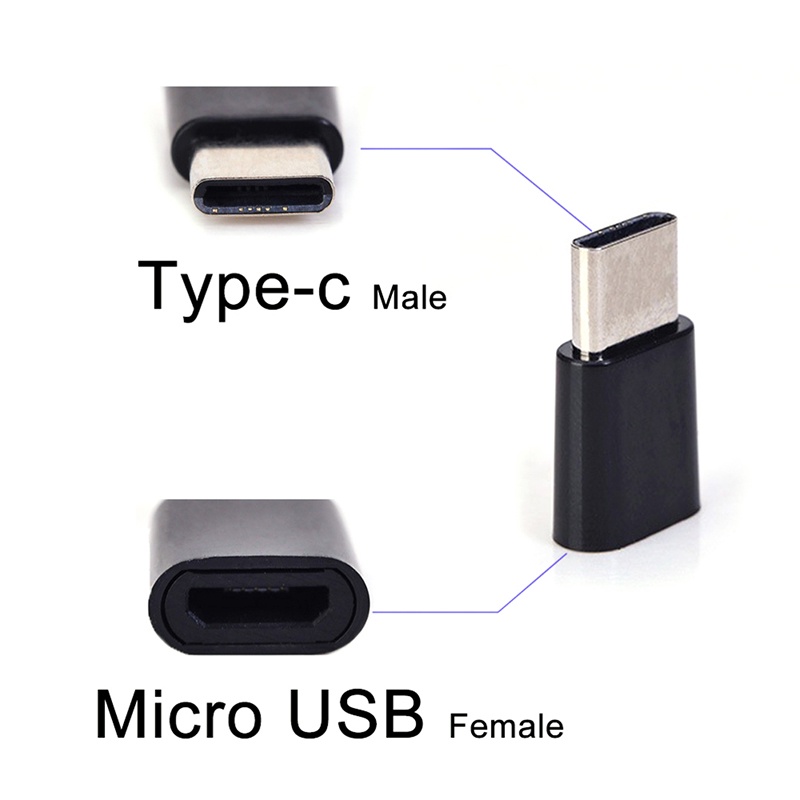 (LUCKID) Adapter Konverter Charger Micro USB Female Ke Tipe-C Male