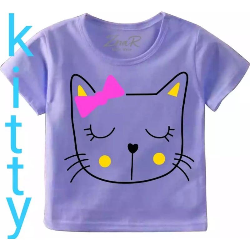 Baju bayi atasan kaos bayi usia 3-9 bulan-37 Ungu Kitty