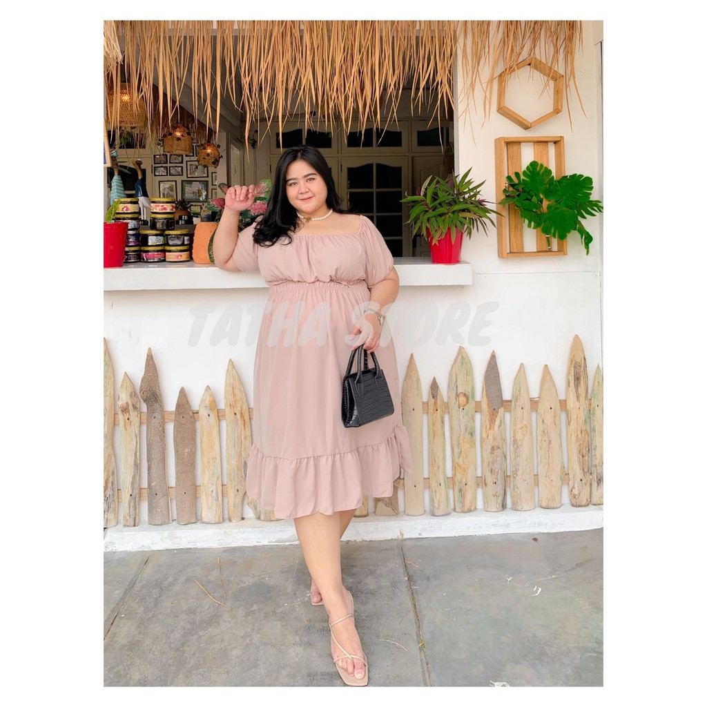 Dress Miran Jumbo | Dress Sabrina Full Karet Big Size | Dress Korea Style Plus Size | Baju Sabrina J