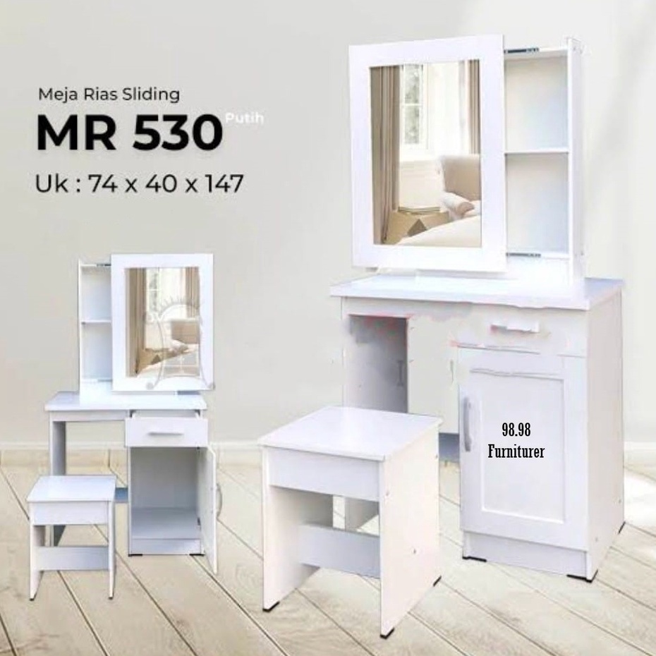 SIANTANO Meja Rias Kaca Sliding Putih - Meja Rias Sliding MR 530 - Kaca Rias Sliding Putih - Medan