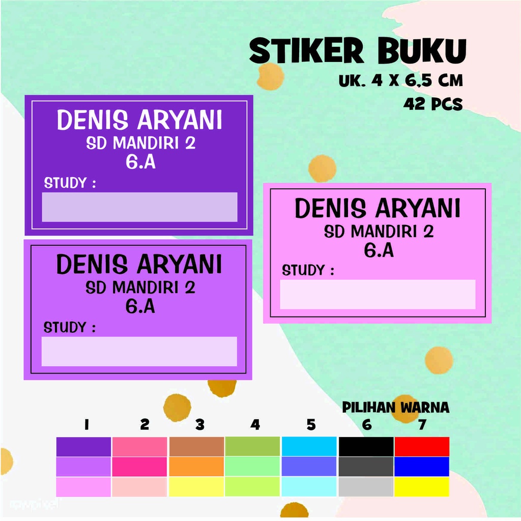 Stiker Nama Buku Sekolah Sticker Buku Pelajaran Custome Pakai Nama label nama anak polos