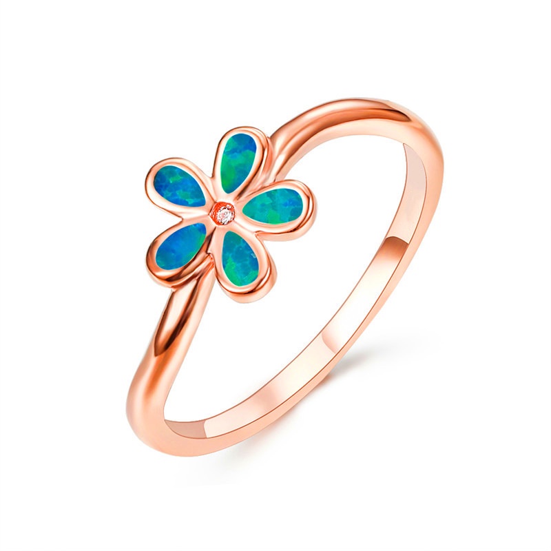 New Products Europe and America Opal Simple Korean Small Flower Bracelet Ring Flower Lady Ring