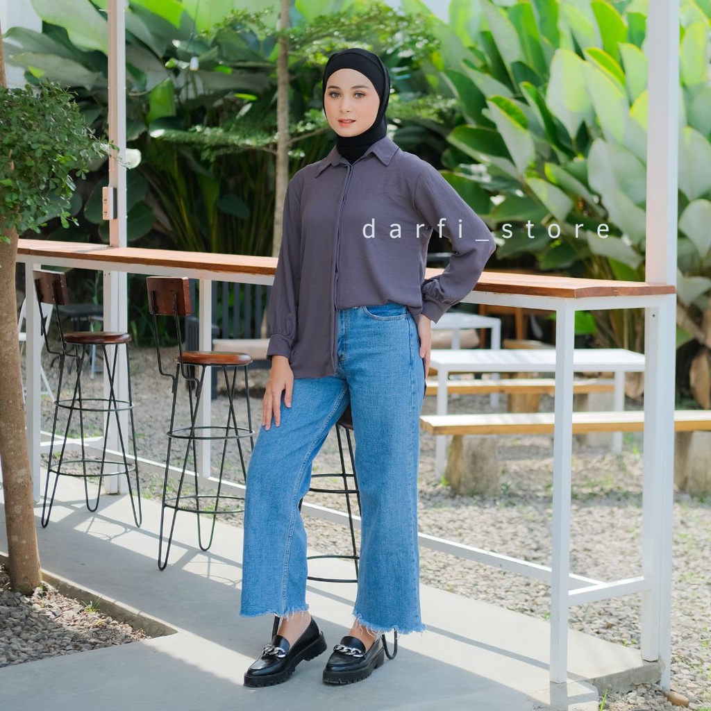 OFEELIA SHIRT - Ukuran S M L XL XXL 3XL 5L - Atasan Wanita Jumbo - Blouse Big Size - Blouse Over Size