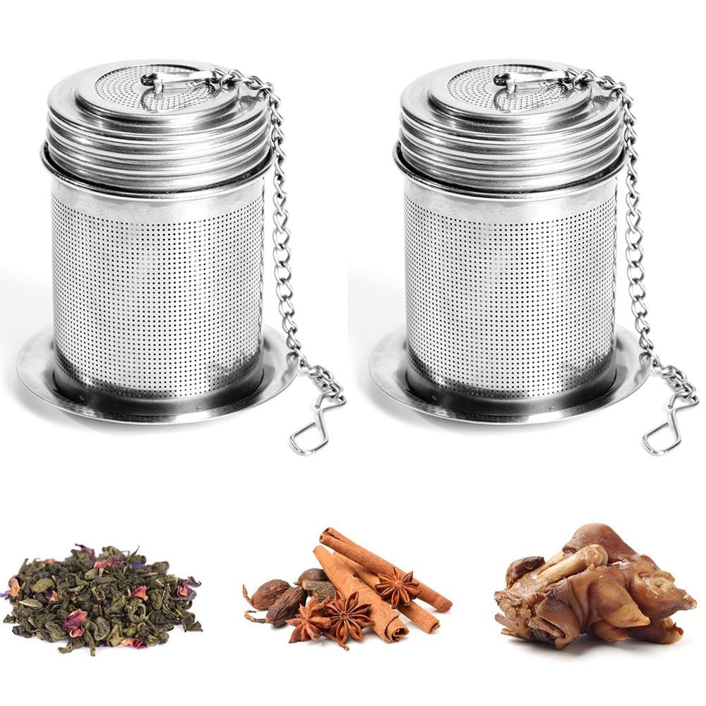 Infuser Teh Quinton18/8Stainless Steel Untuk Sambungan Ulir Daun Longgar Dengan Tutup Extra Fine Mesh Tea Ball Cooking Infuser