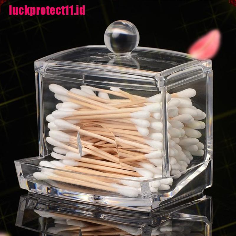 (LUCK11) Kotak Akrilik Transparan Portable Holder Kapas Makeup