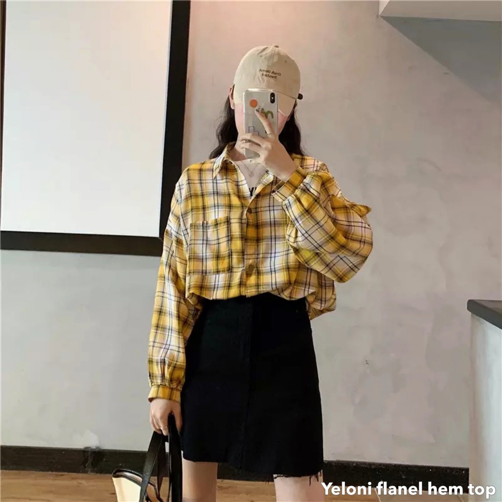 Yeloni hem flanel top -Thejanclothes