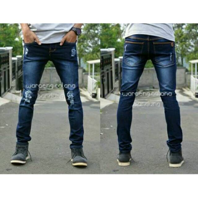  Celana  jeans  ripped sobek  pria  Shopee  Indonesia